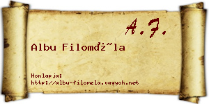 Albu Filoméla névjegykártya
